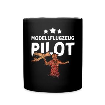 Modellflugzeug Pilot Modellfliegen - Tasse einfarbig - Schwarz - Vorne