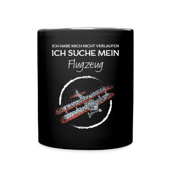 Modellflug Modellflugzeug Doppeldecker - Tasse einfarbig - Schwarz - Vorne