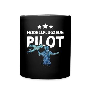 Modellflugzeug Pilot Modellflieger - Tasse einfarbig - Schwarz - Vorne