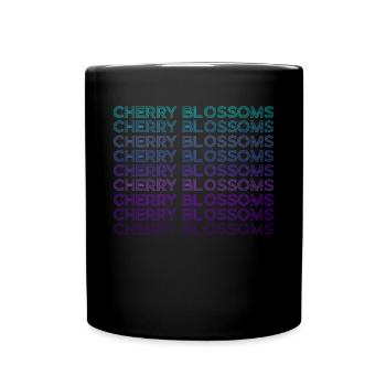 Cherry Blossoms Sakura Flowers Japan Retro - Full Colour Mug - black - Front