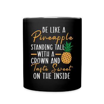 Pineapple Lover Hello Summer Tropical Fruit - Full Colour Mug - black - Front