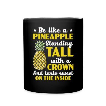 Pineapple Lover Hello Summer Tropical Fruit - Full Colour Mug - black - Front
