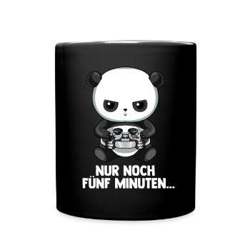 Lustiges Gaming Geschenk - Zocken Gaming Panda - Tasse einfarbig - Schwarz - Vorne