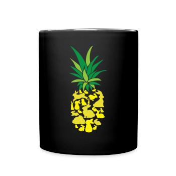 Amoureux de l’ananas Bonjour Vacances d’été Propriétaire de lapin - Mug uni - noir - Devant