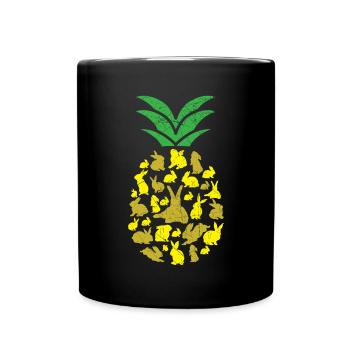 Amoureux de l’ananas Bonjour Vacances d’été Propriétaire de lapin - Mug uni - noir - Devant