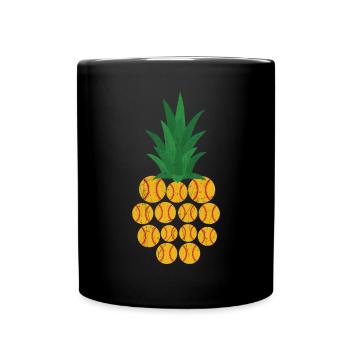 Pineapple Lover Hello Summer Softball Player - Full Colour Mug - black - Front