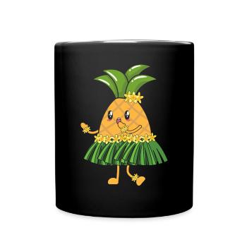 Pineapple Lover Hello Summer Tropical Fruit - Full Colour Mug - black - Front