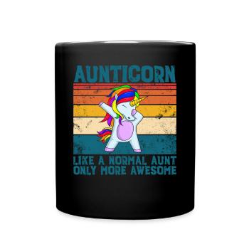 Aunticorn wie Tante nur großartig tupfende Tante - Tasse einfarbig - Schwarz - Vorne