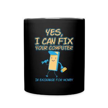 Fix Computers For Money Programming - Full Colour Mug - black - Front