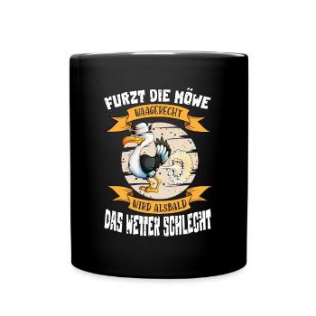Spaßgeschenk Möwe Seemannshut Nordsee Ostsee - Tasse einfarbig - Schwarz - Vorne