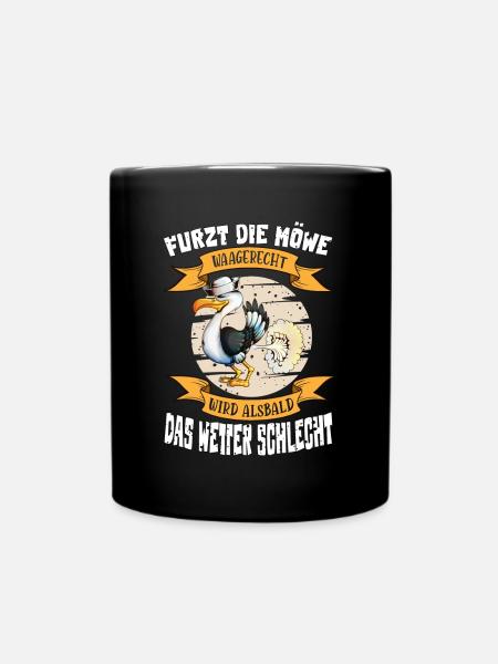Spaßgeschenk Möwe Seemannshut Nordsee Ostsee - Tasse einfarbig - Schwarz