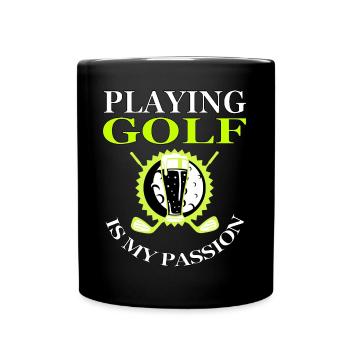 Golf spielen ist meine Leidenschaft Golfplatz gift - Tasse einfarbig - Schwarz - Vorne
