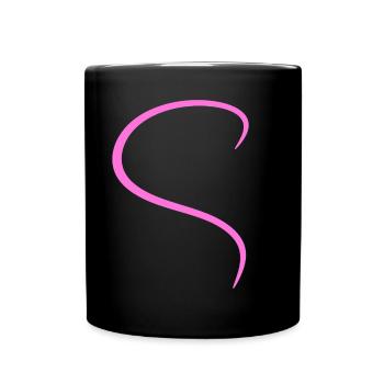 Pinkes Halbes Herz Design - Tasse einfarbig - Schwarz - Vorne