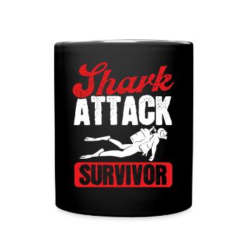 Scuba Diving Shark Attack Survivor Scuba Diver - Tasse einfarbig - Schwarz - Vorne