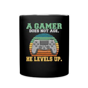 Un joueur ne vieillit pas, il améliore le jeu amusant - Mug uni - noir - Devant