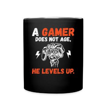 Un joueur ne vieillit pas, il améliore le jeu amusant - Mug uni - noir - Devant
