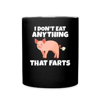 Je ne mange rien qui pète Végétalien Végétarien - Mug uni - noir - Devant
