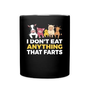 Je ne mange rien qui pète Végétalien Végétarien - Mug uni - noir - Devant