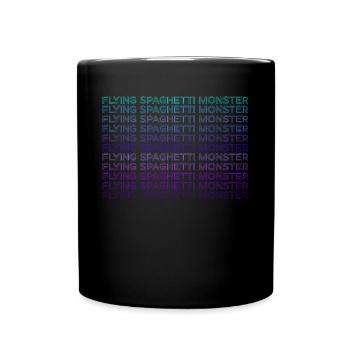 Fliegendes Spaghettimonster Pastafari FSM Retro - Tasse einfarbig - Schwarz - Vorne