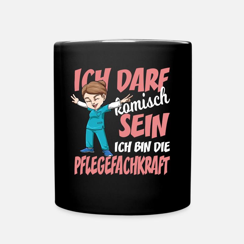 Krankenschwester Arzthelferin Sprüche Pflegekraft - Tasse einfarbig - Schwarz