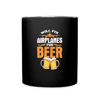 Pilot Flugzeug Fliegen Flieger Geschenk - Tasse einfarbig - Schwarz - Vorne
