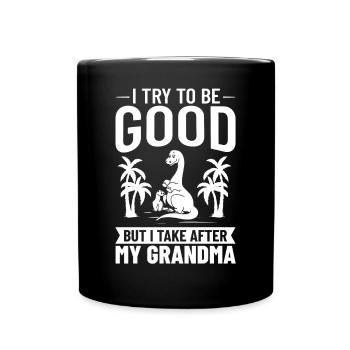 Dinosaur Grandma Saurus Omasaurus Grandmother - Full Colour Mug - black - Front