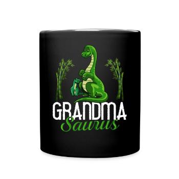 Dinosaur Grandma Saurus Omasaurus Grandmother - Full Colour Mug - black - Front