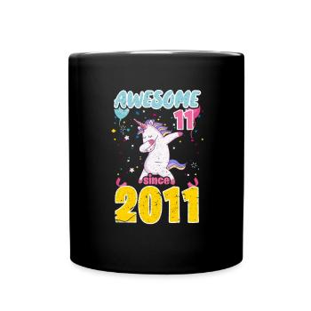 11th Birthday Unicorn - Full Colour Mug - black - Front