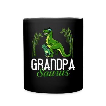 Opa Dinosaurier Großvater Saurus Opasaurus - Tasse einfarbig - Schwarz - Vorne