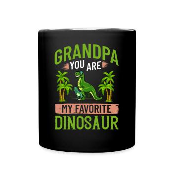 Opa Dinosaurier Großvater Saurus Opasaurus - Tasse einfarbig - Schwarz - Vorne