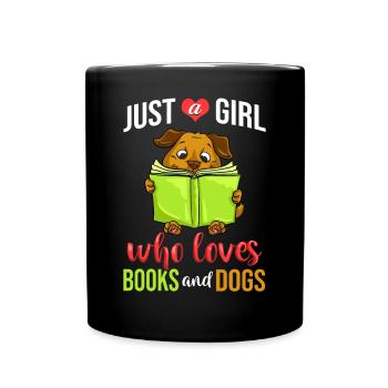 Buch Hund Lesender Bücherwurm Bibliothekar Leser - Tasse einfarbig - Schwarz - Vorne