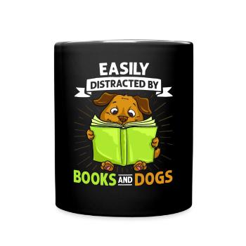 Buch Hund Lesender Bücherwurm Bibliothekar Leser - Tasse einfarbig - Schwarz - Vorne