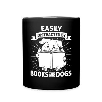 Buch Hund Lesender Bücherwurm Bibliothekar Leser - Tasse einfarbig - Schwarz - Vorne