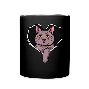 Torn hole crack cat - Full Colour Mug - black - Front