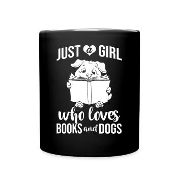Buch Hund Lesender Bücherwurm Bibliothekar Leser - Tasse einfarbig - Schwarz - Vorne