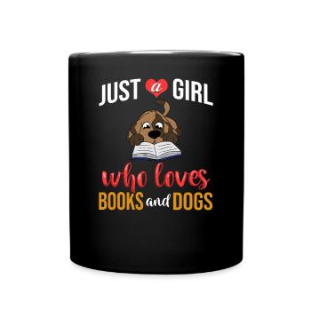 Buch Hund Lesender Bücherwurm Bibliothekar Leser - Tasse einfarbig - Schwarz - Vorne