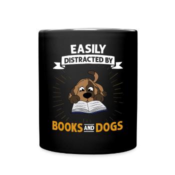 Buch Hund Lesender Bücherwurm Bibliothekar Leser - Tasse einfarbig - Schwarz - Vorne