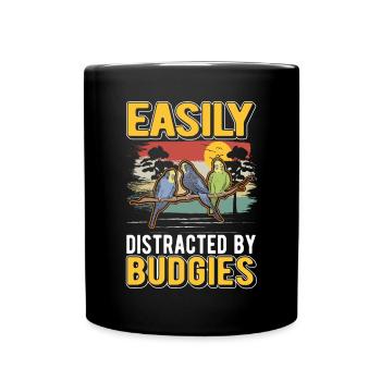 Facilement distrait par les perruches Budgerigar - Mug uni - noir - Devant