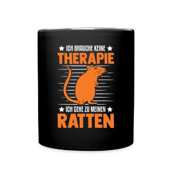 Ratten Therapie Rattenbesitzer Geschenk - Tasse einfarbig - Schwarz - Vorne