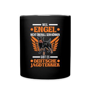 Deutscher Jagdterrier Engel - Tasse einfarbig - Schwarz - Vorne
