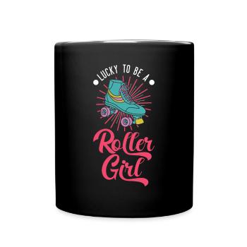 Lucky to be a Roller Girl Rollschuhe - Tasse einfarbig - Schwarz - Vorne