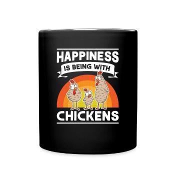 Le bonheur, c’est d’être avec Chickens Hühner - Mug uni - noir - Devant