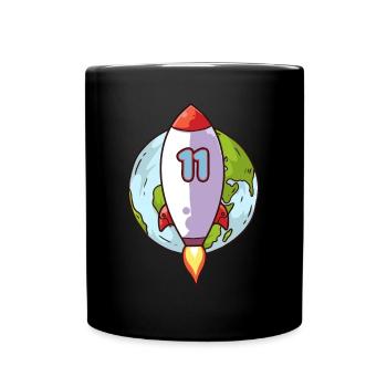 11. Geburtstag Rocket Space 11 Jahre Space Galaxy - Tasse einfarbig - Schwarz - Vorne