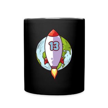 12. Geburtstag Rocket Space 12 Jahre Space Galaxy - Tasse einfarbig - Schwarz - Vorne