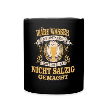 Trinkspruch Bier saufen Alkohol Stammtisch - Tasse einfarbig - Schwarz - Vorne