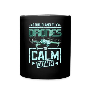 Fly drones to calm down - Tasse einfarbig - Schwarz - Vorne