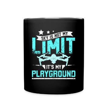 Sky is not my limit its my playground drone - Full Colour Mug - black - Front