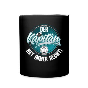 Kapitän Motorboot Segeln Boot Schiff - Tasse einfarbig - Schwarz - Vorne