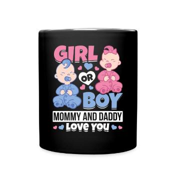 Fille ou garçon maman et papa t'aiment bébé - Mug uni - noir - Devant
