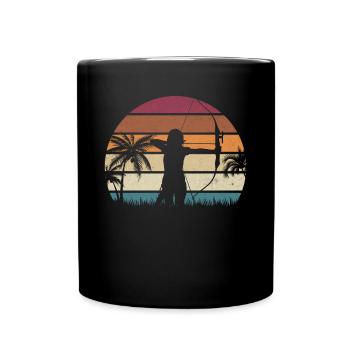 Archery woman archer bow and arrow - Full Colour Mug - black - Front